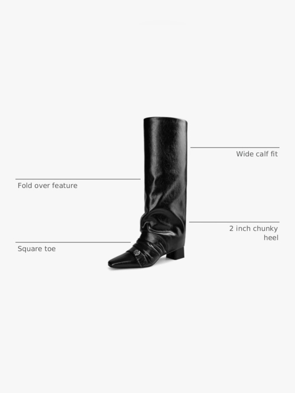 Knee High Boots Chunky Heel Fold Over Slouchy Boots Size 6.5 - Picture 6 of 17